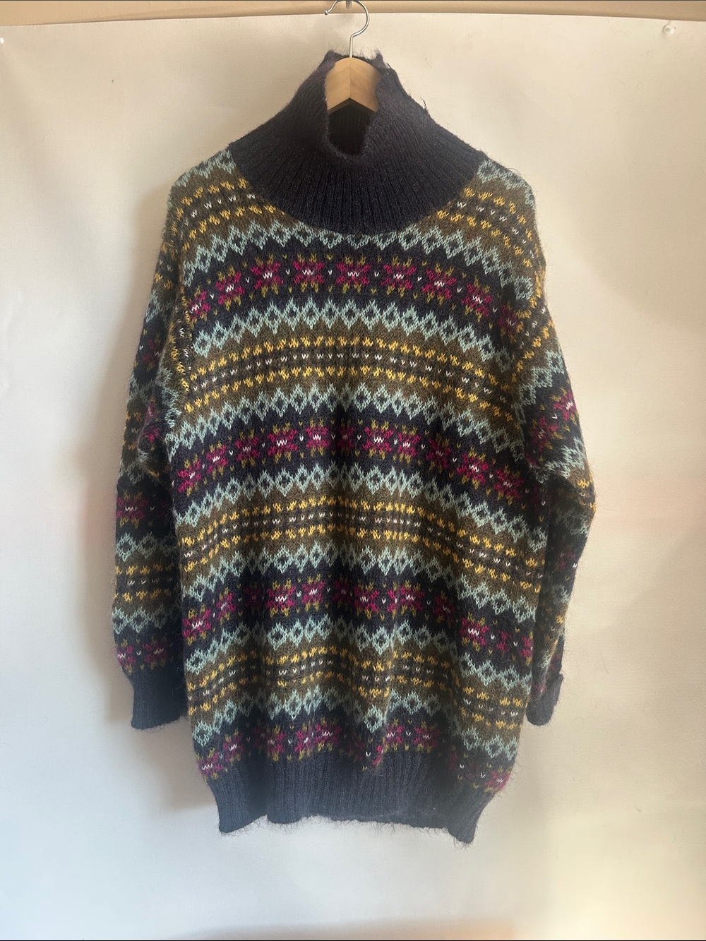 United Colors of Benetton Patterned Turtleneck mohair sweater large